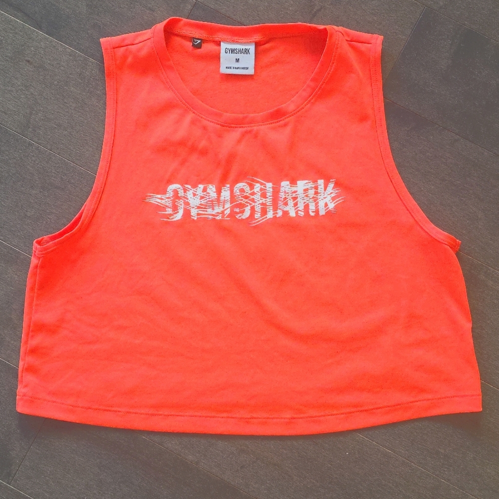 NWOT Gymshark Neon Coral Orange 🍊 Graphic Cropped - Size Medium